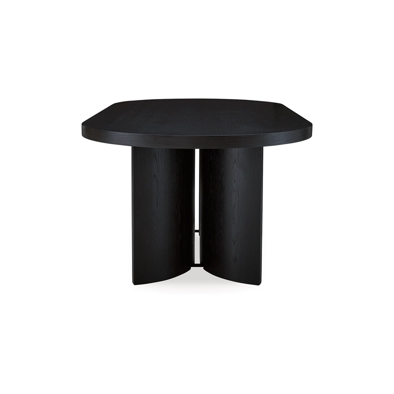 86 Inch Dining Table- Oval Top- Pedestal Base- Curved- Black Finish