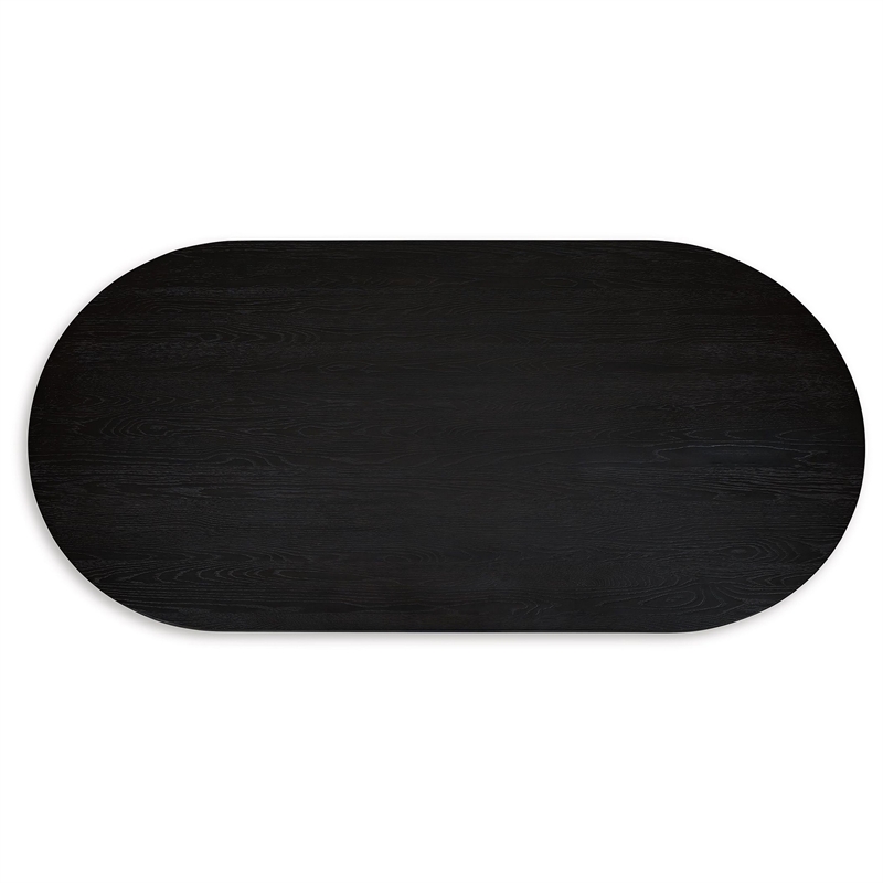 86 Inch Dining Table- Oval Top- Pedestal Base- Curved- Black Finish