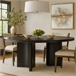 86 Inch Dining Table- Oval Top- Pedestal Base- Curved- Black Finish