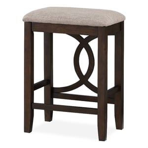 Ruth 25 Inch Counter Height Stool Set of 2- Beige Polyester Padded- Brown