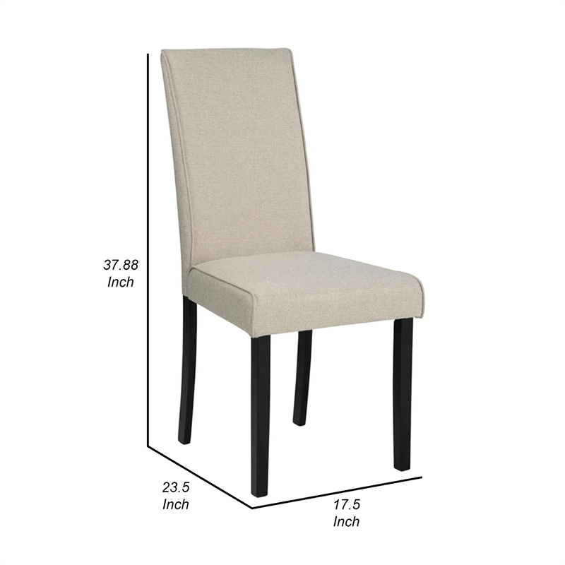 Pim 19 Inch Dining Side Chair- Set of 2- Upholstered- High Backrest- Beige