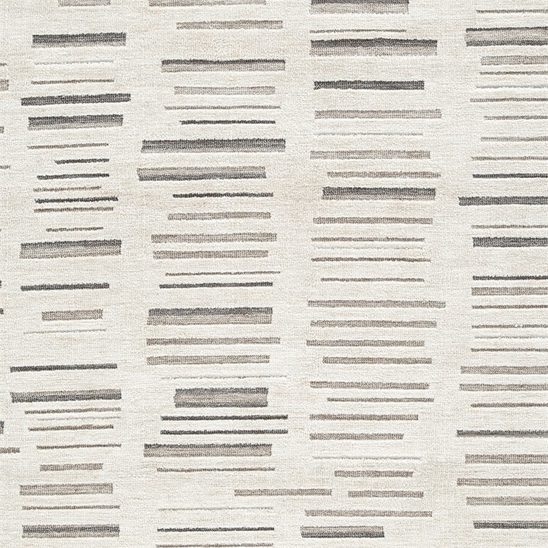 Meaw 5 x 7 Medium Area Rug- Abstract Stripe Design- Ivory Gray Polyester