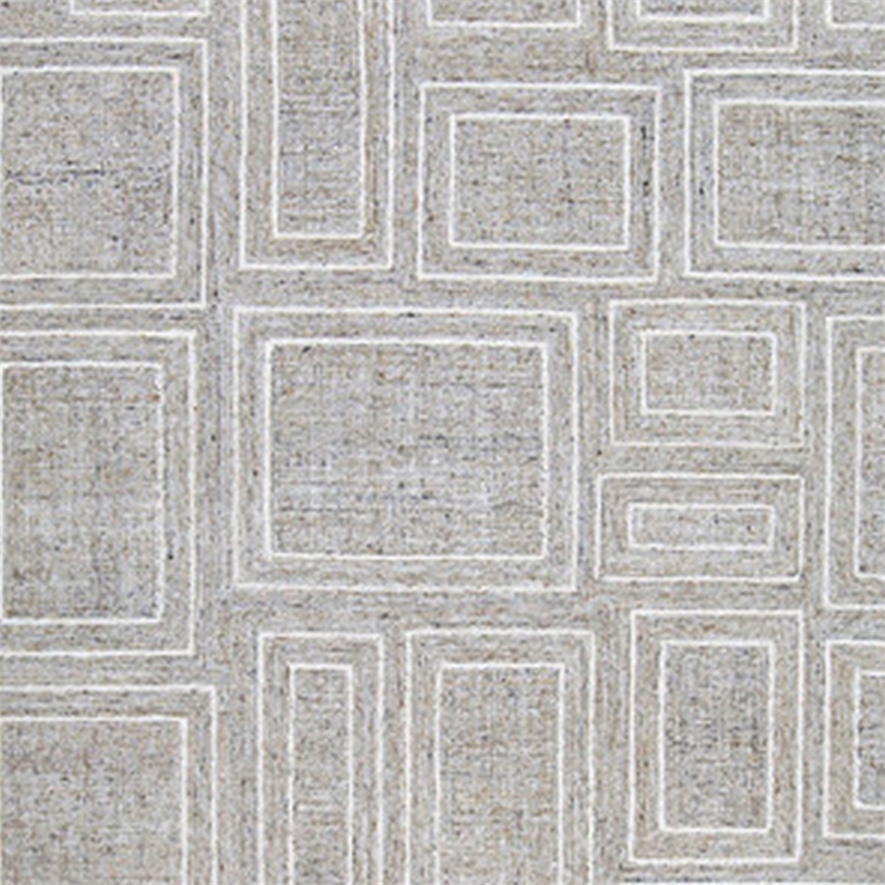 Bora 5 x 7 Area Rug- Geometric Pattern- Polyester Gray White Wool- Cotton