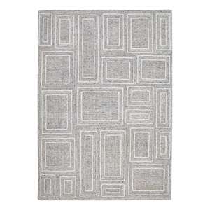 Bora 5 x 7 Area Rug- Geometric Pattern- Polyester Gray White Wool- Cotton
