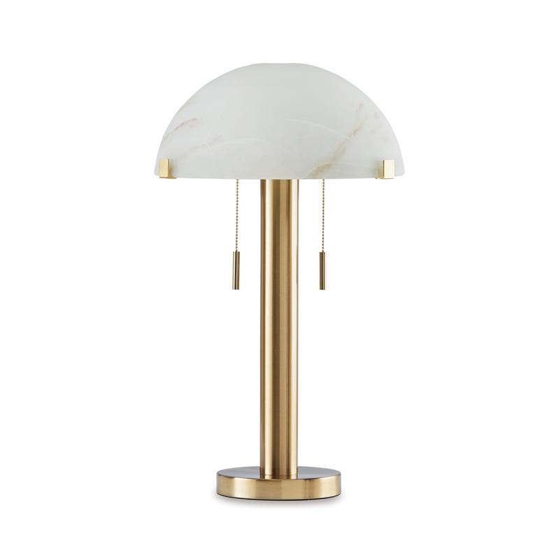 Sein 22 Inch Table Lamp- Double Pull Chain Switch- Glass Dome Shade- Brass