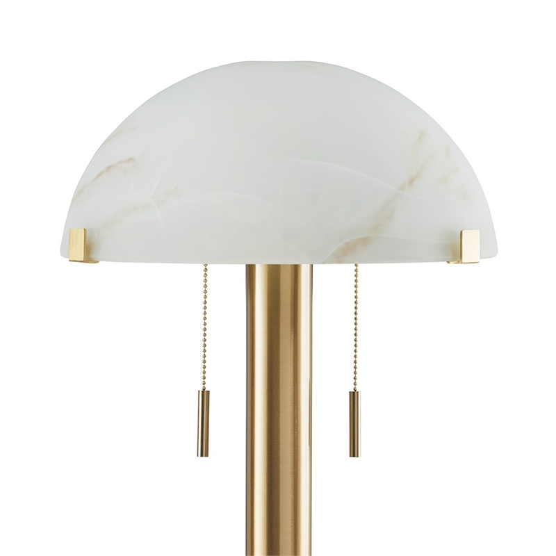 Sein 22 Inch Table Lamp- Double Pull Chain Switch- Glass Dome Shade- Brass