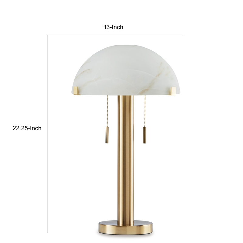 Sein 22 Inch Table Lamp- Double Pull Chain Switch- Glass Dome Shade- Brass