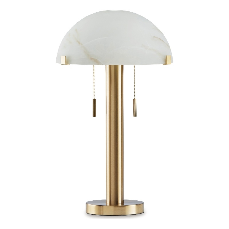 Sein 22 Inch Table Lamp- Double Pull Chain Switch- Glass Dome Shade- Brass