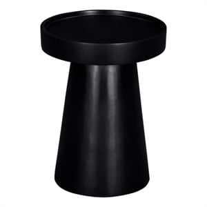 Side End Table- 16 Inch Raised Edge Round Top- Flared Base- Black Wood