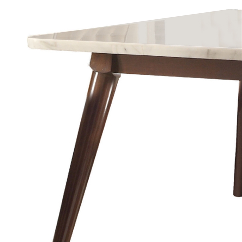 Astonishing Dining Table- White Marble & Walnut Brown