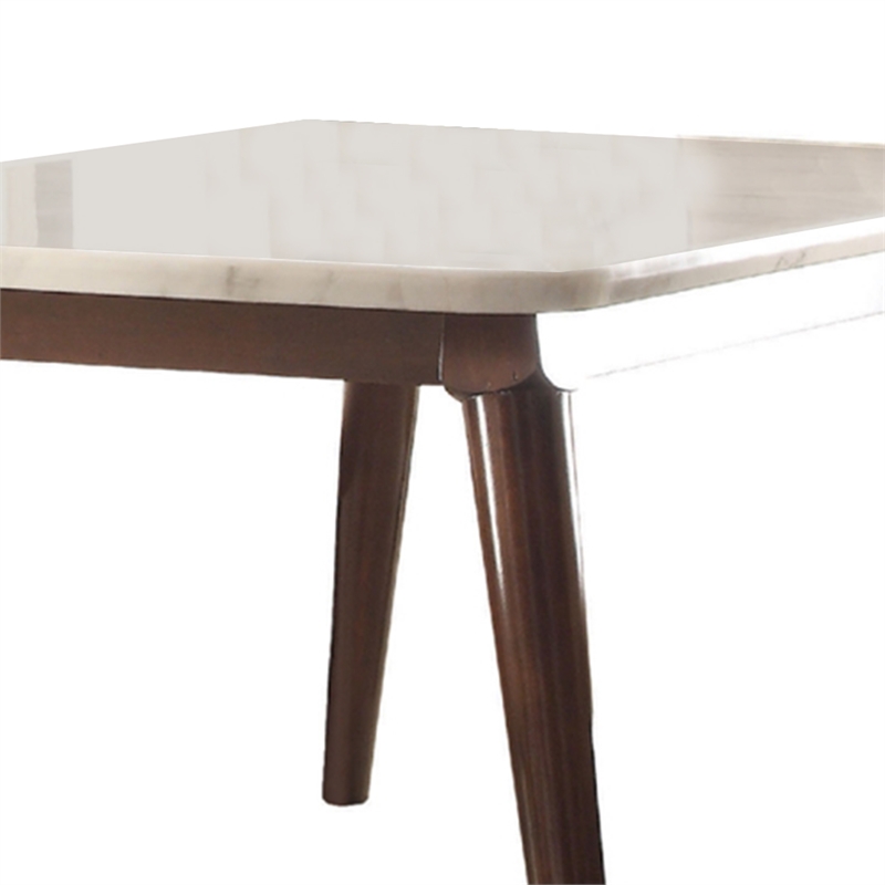 Astonishing Dining Table- White Marble & Walnut Brown