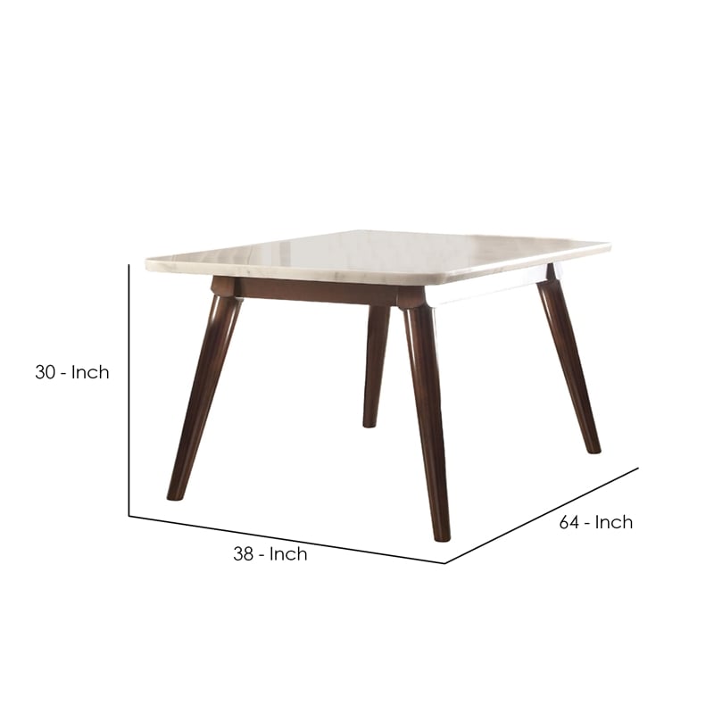 Astonishing Dining Table- White Marble & Walnut Brown
