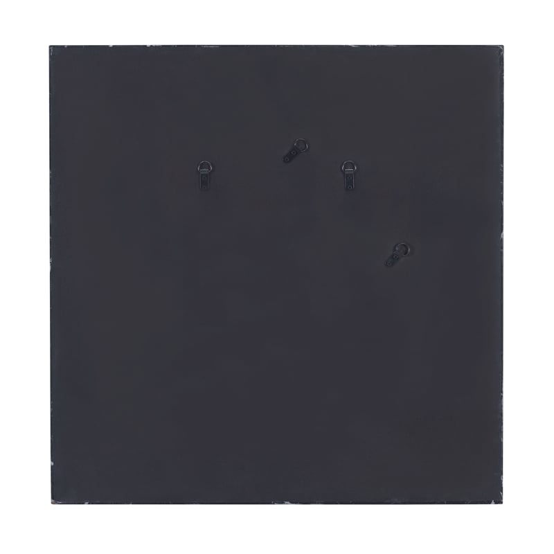 Contemporary Square Accent Wall Mirror with Faux Marble- Silver and Black