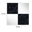Contemporary Square Accent Wall Mirror with Faux Marble- Silver and Black