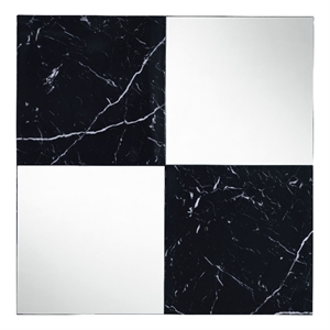 Contemporary Square Accent Wall Mirror with Faux Marble- Silver and Black