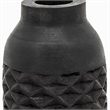 Yuka 12 Inch Vase- Bottle Shape- Embossed Diamond Patterns- Stained Black