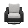 Tira 38 Inch Outdoor Swivel Lounge Chair- Cushioned- Resin- Black- Gray