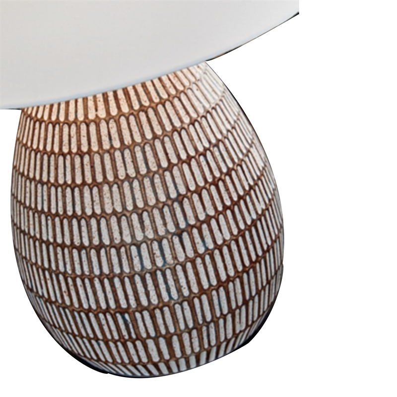 Gyen 29 Inch Table Lamp- Antique White Pattern Pot Base- Beige Empire Shade