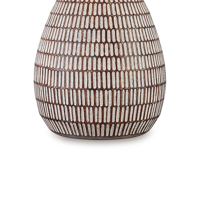 Gyen 29 Inch Table Lamp- Antique White Pattern Pot Base- Beige Empire Shade