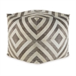 Ottoman Pouf- 18 Inch- Square- Brown and Ivory Polyester Geometric Design