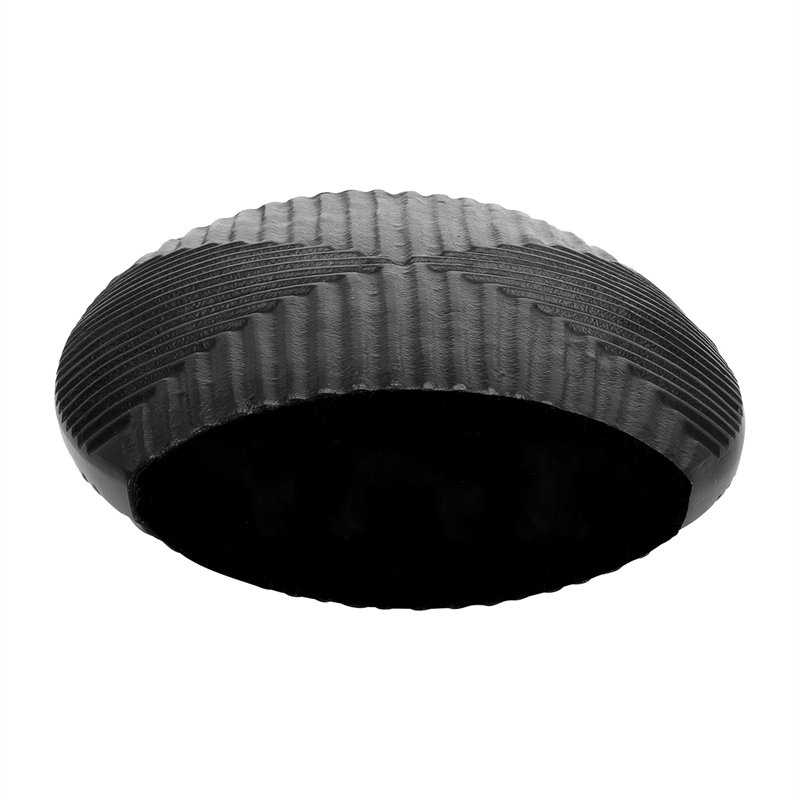 Ako 10 Inch Vase- Metal Ribbed Body Design- Curved Top- Matte Black Finish