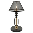 19 Inch Table Lamp- Round Metal Mesh Shade- Hollow Body- Black- Gold Stand