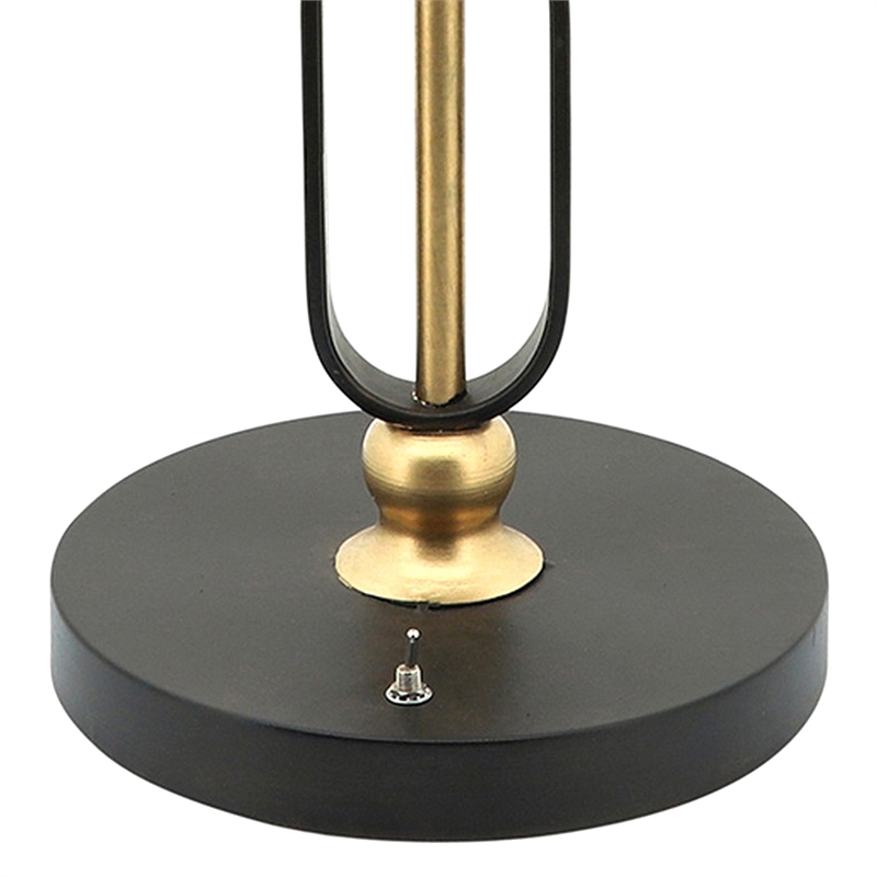 19 Inch Table Lamp- Round Metal Mesh Shade- Hollow Body- Black- Gold Stand