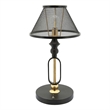19 Inch Table Lamp- Round Metal Mesh Shade- Hollow Body- Black- Gold Stand