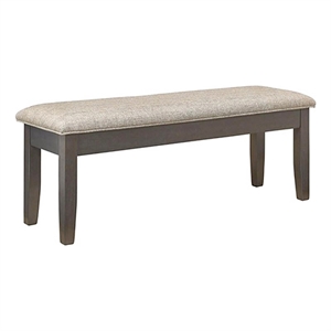 Dylan 48 Inch Bench- Brown Wood Frame- Gray Fabric Upholstered Cushion