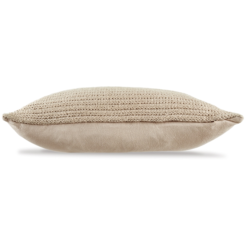 Lumbar Throw Pillow Set of 4- 14 x 22- Polyfill Textured Light Brown Cotton