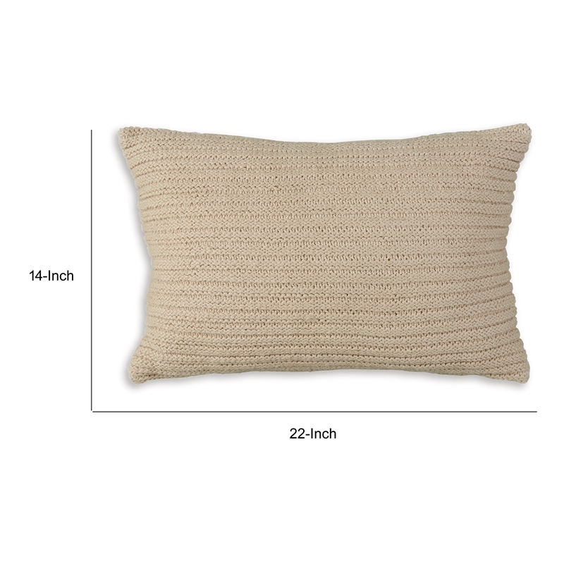Lumbar Throw Pillow Set of 4- 14 x 22- Polyfill Textured Light Brown Cotton