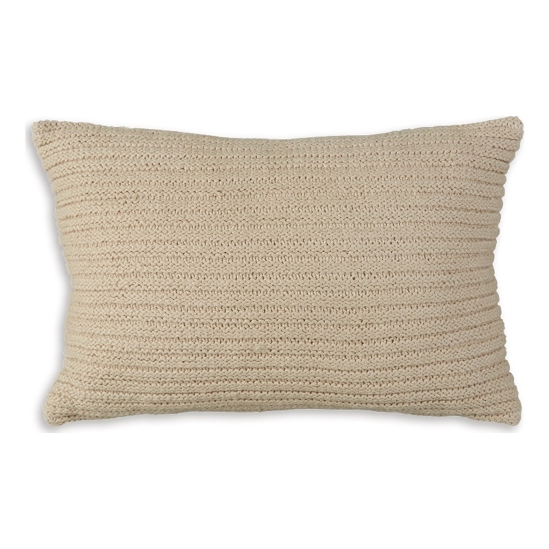 Lumbar Throw Pillow Set of 4- 14 x 22- Polyfill Textured Light Brown Cotton