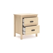 Abis Nightstand- 2 Drawers- Natural Brown Wood- Black Handles- 24 Inch