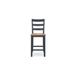 Gasy Counter Height Chair Set of 2- Dark Blue Solid Wood- Brown Seat