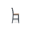 Gasy Counter Height Chair Set of 2- Dark Blue Solid Wood- Brown Seat