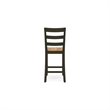Gasy Counter Height Chair Set of 2- Dark Green Solid Wood- Brown Seat