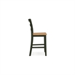 Gasy Counter Height Chair Set of 2- Dark Green Solid Wood- Brown Seat
