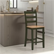 Gasy Counter Height Chair Set of 2- Dark Green Solid Wood- Brown Seat