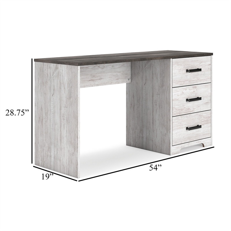 Shawn Home Office Desk- 54 Inch Rectangular Top w Side Drawers- Gray