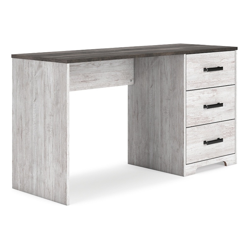 Shawn Home Office Desk- 54 Inch Rectangular Top w Side Drawers- Gray