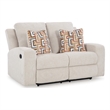 Genna Manual Recliner Loveseat- Light Beige Polyester 2 Pillow 64 Inch