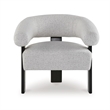 Tisa Accent Chair- Gray Polyester- 3 Leg Black Wood Frame Round Barrel Back