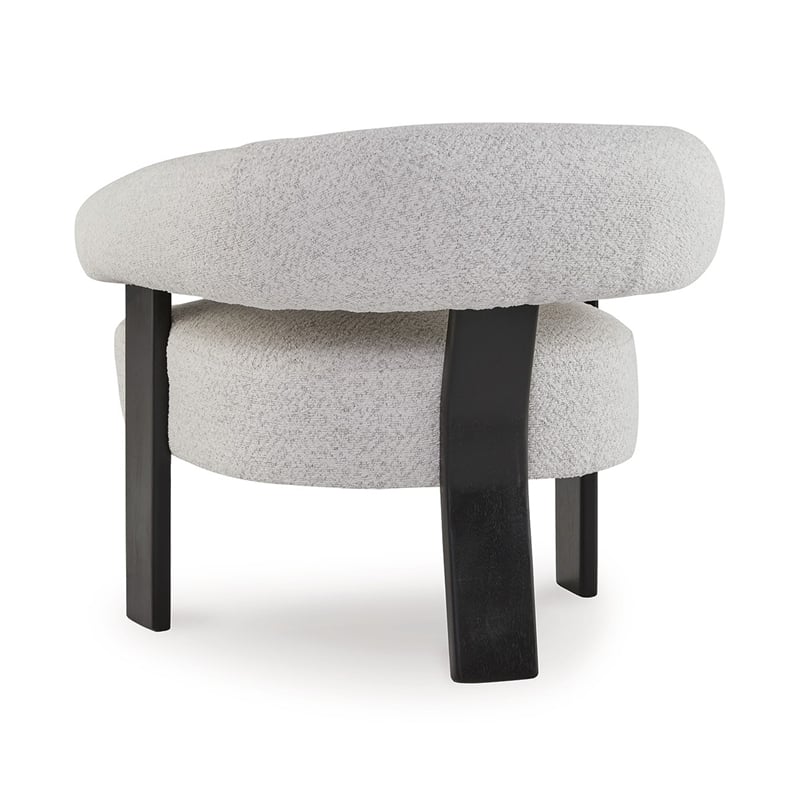 Tisa Accent Chair- Gray Polyester- 3 Leg Black Wood Frame Round Barrel Back