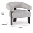 Tisa Accent Chair- Gray Polyester- 3 Leg Black Wood Frame Round Barrel Back