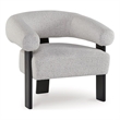 Tisa Accent Chair- Gray Polyester- 3 Leg Black Wood Frame Round Barrel Back