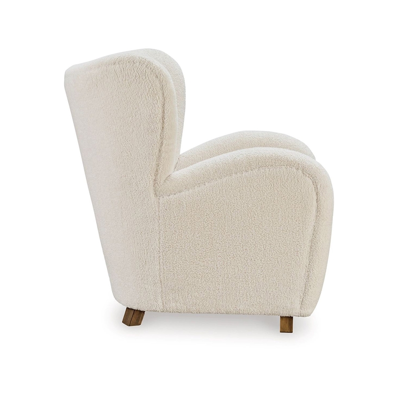 Lao Accent Chair- Wingback Design- Cushioned Tufted Back- Beige- Brown