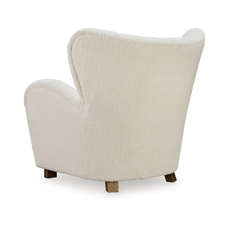 Lao Accent Chair- Wingback Design- Cushioned Tufted Back- Beige- Brown