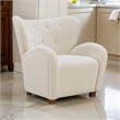 Lao Accent Chair- Wingback Design- Cushioned Tufted Back- Beige- Brown