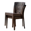 Outdoor Stackable Set of 2 Dining Chairs- 21 Inch Dark Brown PE Rattan Woven