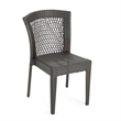 Outdoor Stackable Set of 2 Dining Chairs- 21 Inch Dark Brown PE Rattan Woven